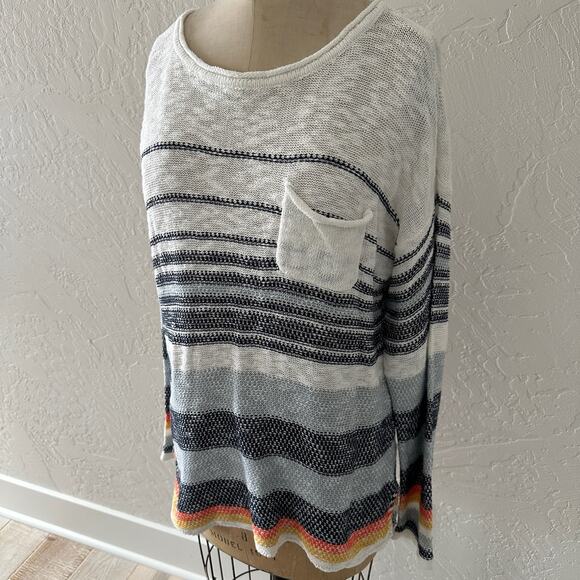 HEM & THREAD | Striped Cotton Knit Sweater NEW Womens Large Lightweight Pullover - Picture 4 of 12